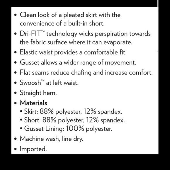 *SOLD* NWT Nike Victory pleated tennis skort Small - Picture 9 of 9